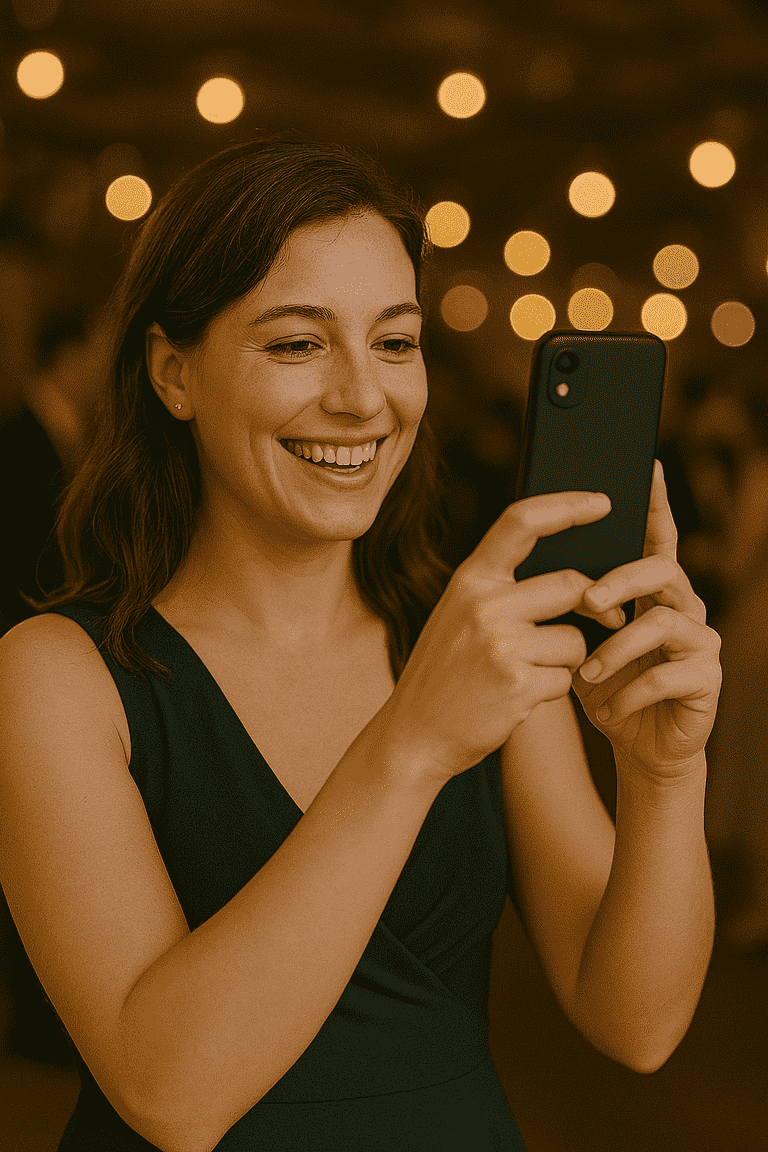 Imagen de una invitada tomando una fotografía